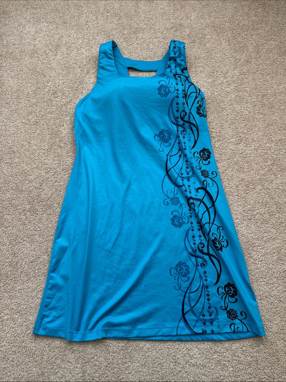 Athleta Racerback Blue Turquoise Bra Cup Athleisure Summer Cami Dress Size Small